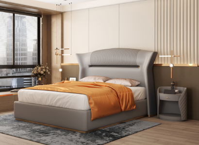 Schlofzëmmer Bett Polsterbett Duebelbett Design Luxus Duebel 180x200